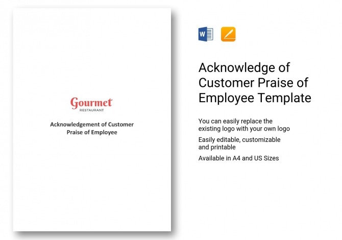 Acknowledge Of Customer Praise Of Employee Template In Word Apple Acknowledge Of Customer Praise Of Employee Template In Word Apple