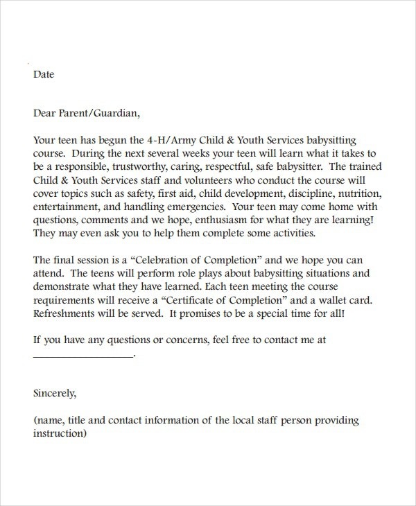 Babysitter Reference Letter Templates