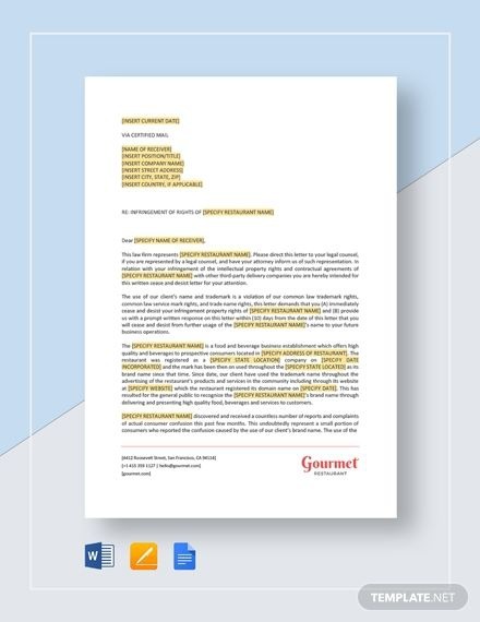Cease And Desist Letter Template For Restaurants With Images