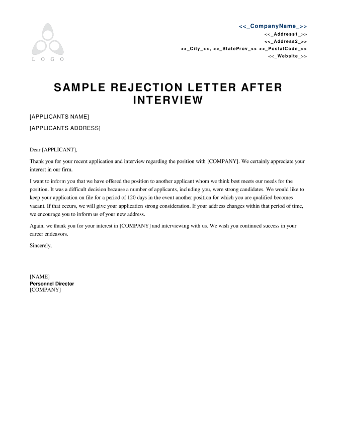 Claim Rejection Letter