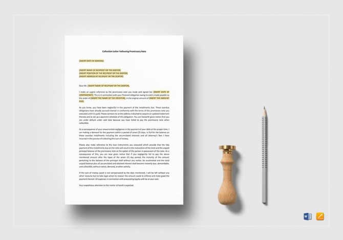 Collection Letter Following Promissory Note Template In Word Collection Letter Following Promissory Note Template In Word