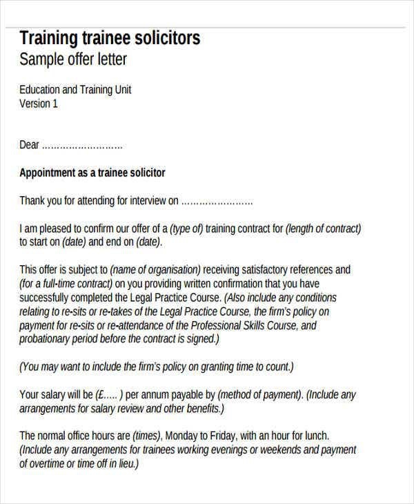 Contract Offer Letter Templates