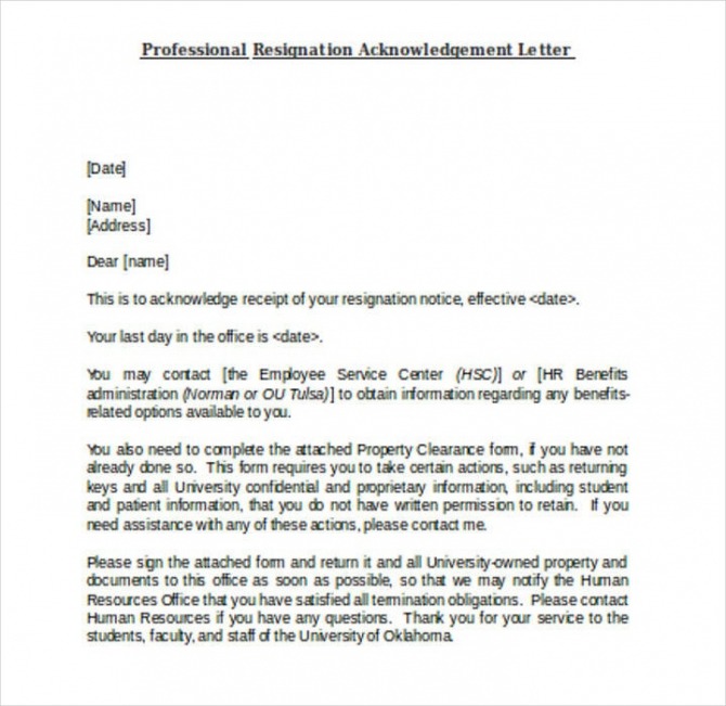Employee Acknowledgement Letter Templates