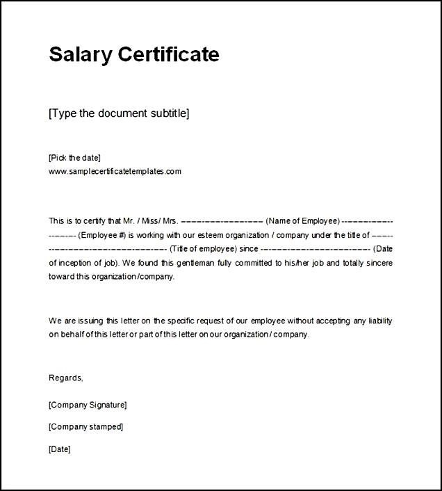Fake Salary Certificate Template Printable Format