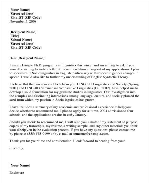 Formal Reference Letter Templates