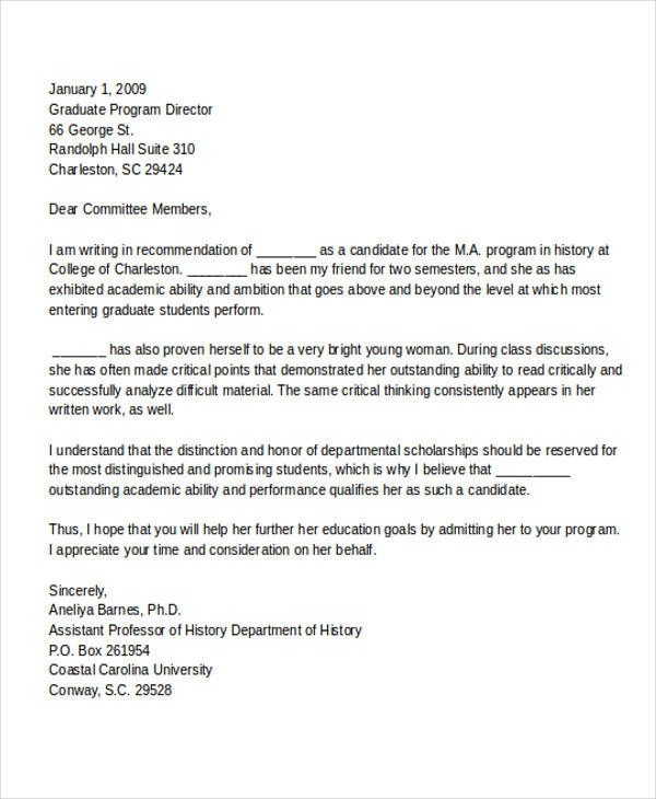 Free Graduate School Recommendation Letter Templates In Ms Word Free Graduate School Recommendation Letter Templates In Ms Word
