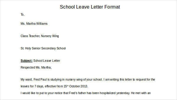 Free  Leave Letter Templates In Pdf