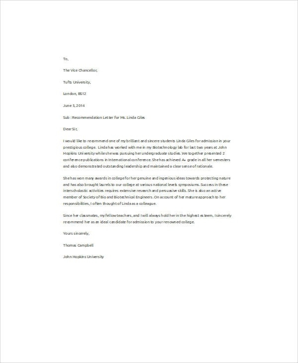 Free  Professor Recommendation Letter Samples In Ms Word