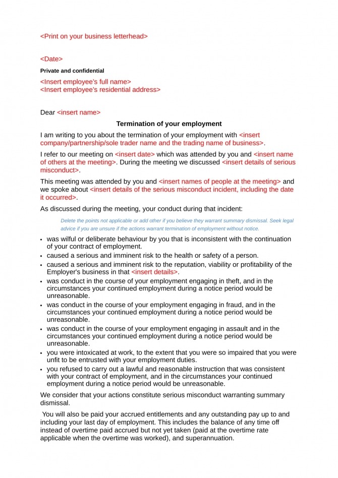 Free  Restaurant Termination Forms In Pdf