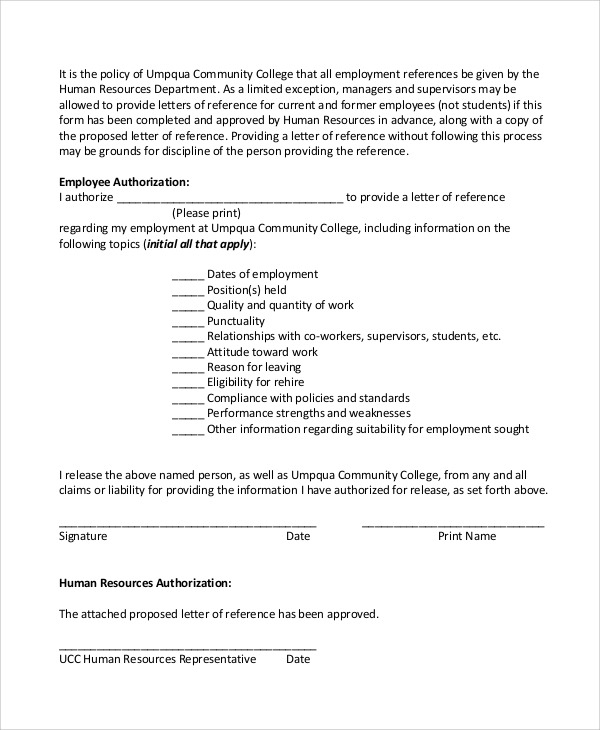 Free  Sample Employee Reference Letter Templates In Pdf