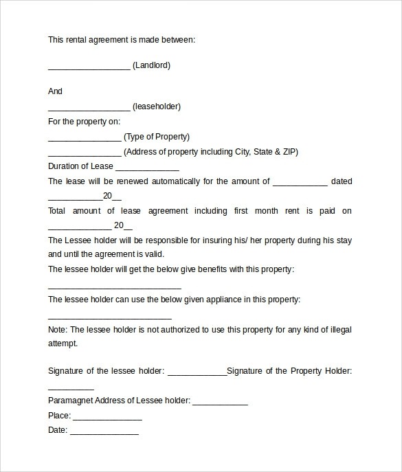 Free Sample Rental Agreement Letter Templates In Ms Word Free Sample Rental Agreement Letter Templates In Ms Word