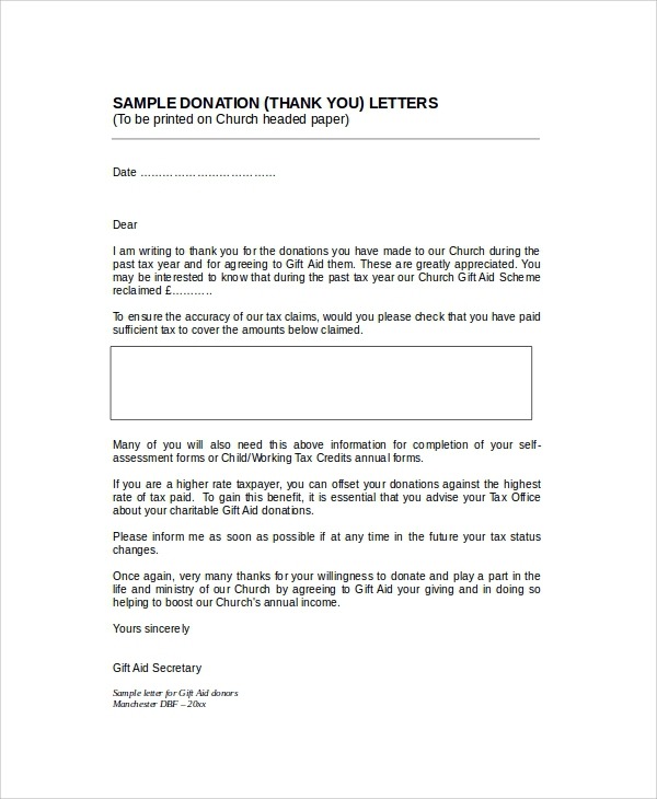 Free  Sample Thank You Letter For Donation In Ms Word