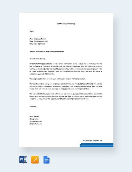 Free  Statement Letter Samples In Pdf
