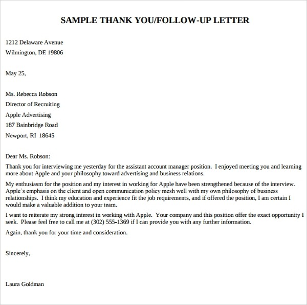 Free  Thank You Letters After Interview Templates In Pdf