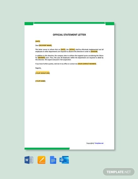 Free Official Statement Letter Template