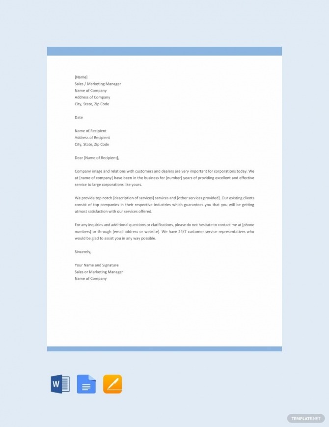 Free Sales Letter Template For Promoting A Service