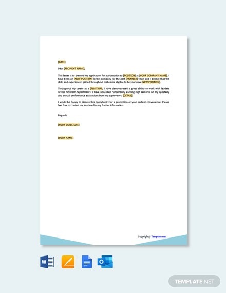 Free Self Recommendation Letter For Promotion Template