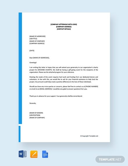 Free Solicitation Letter For Financial Support Template