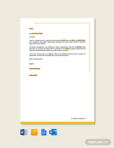 Free Thank You Letter To Employee For Job Well Done Template
