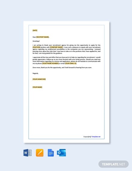 Free Thank You Letter To Recruiter Agency Template
