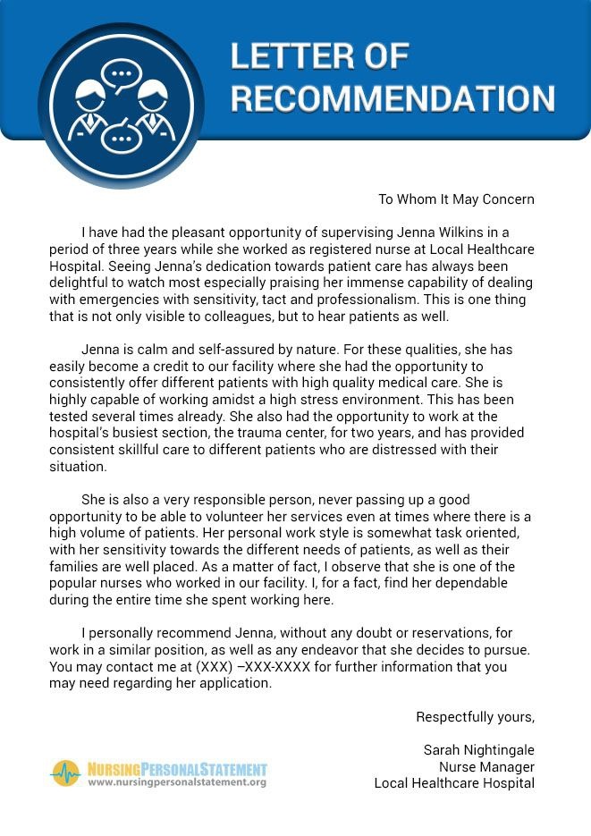 Here Is A Nice Example Of Nursing Letter Of Recommendation Sample