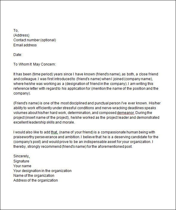 How To Write A Letter Of Recommendation For A Friend