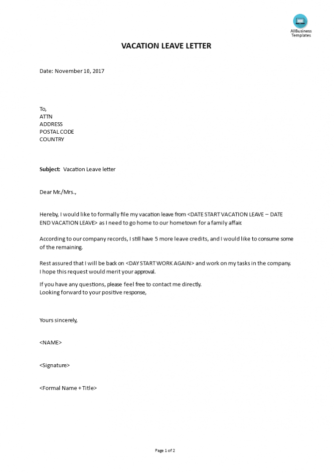 How To Write An Enticing Vacation Leave Letter To Apply For Leave