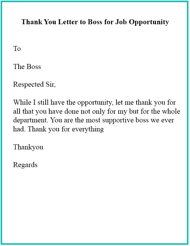 How To Write Thank You Letter Template To Boss Manager
