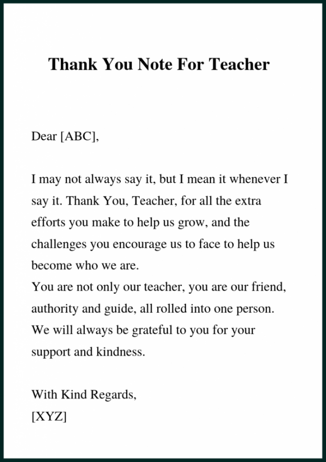 How To Write Thank You Letter To Teacher   Principal