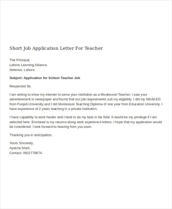Job Application Letter Sample Doc Pdf