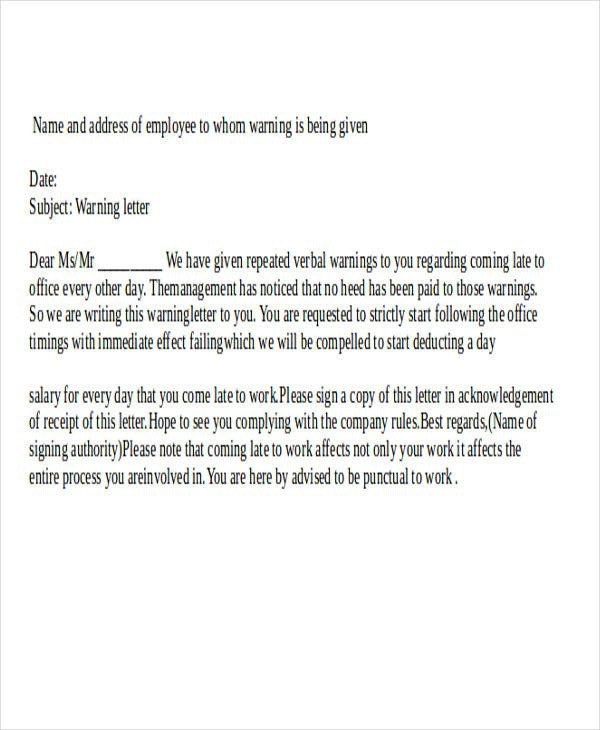 Warning Letter For Attendance Lateness Template Googl - vrogue.co