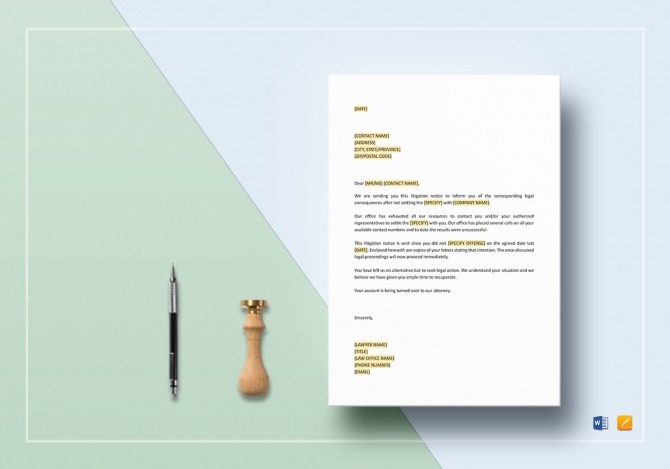 Letter Notice Of Litigation Template In Word  Google Docs  Apple Pages Letter Notice Of Litigation Template In Word  Google Docs  Apple Pages