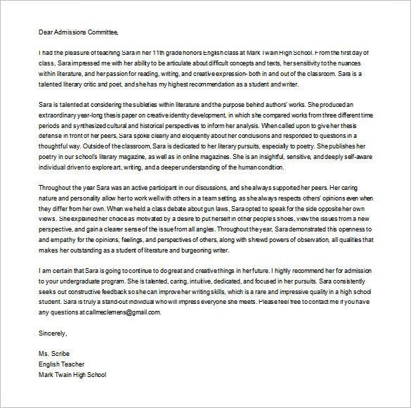 Letter Of Recommendation For Masters Program