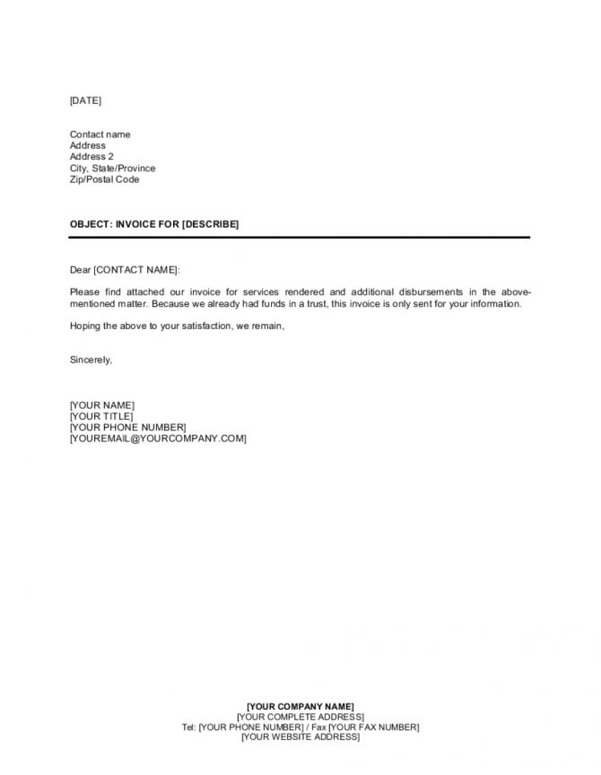 Letter To Customer Invoice Attached Template