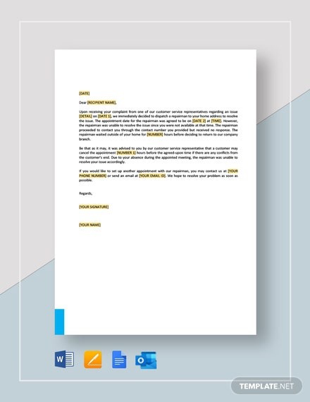 Letter To Customer Not Home For Service Appointment Template Letter To Customer Not Home For Service Appointment Template
