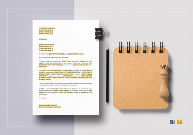 Letter To File A Medical Claim Template In Word  Apple Pages