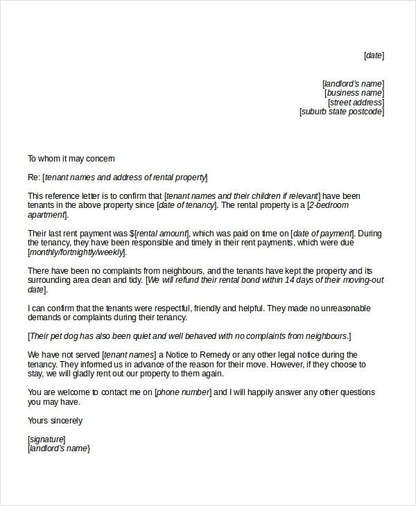 Letter To Potential Landlord Lovely  Tenant Reference Letter