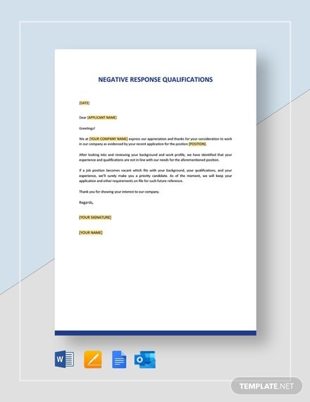 Negative Response Qualifications Template