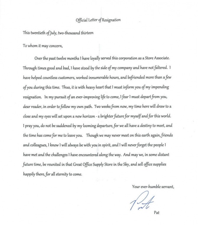 Of The Funniest Resignation Letters Ever