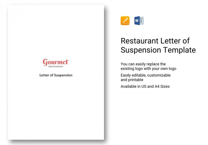 Restaurant Letter Of Suspension Template In Word Apple Pages Restaurant Letter Of Suspension Template In Word Apple Pages