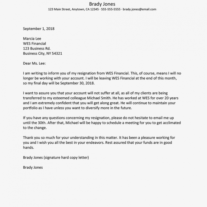 Sample Resignation Letters For Contractors And Clients