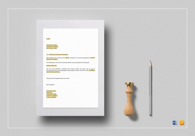 Short Letter Enclosing Proposal Template In Word  Google Docs