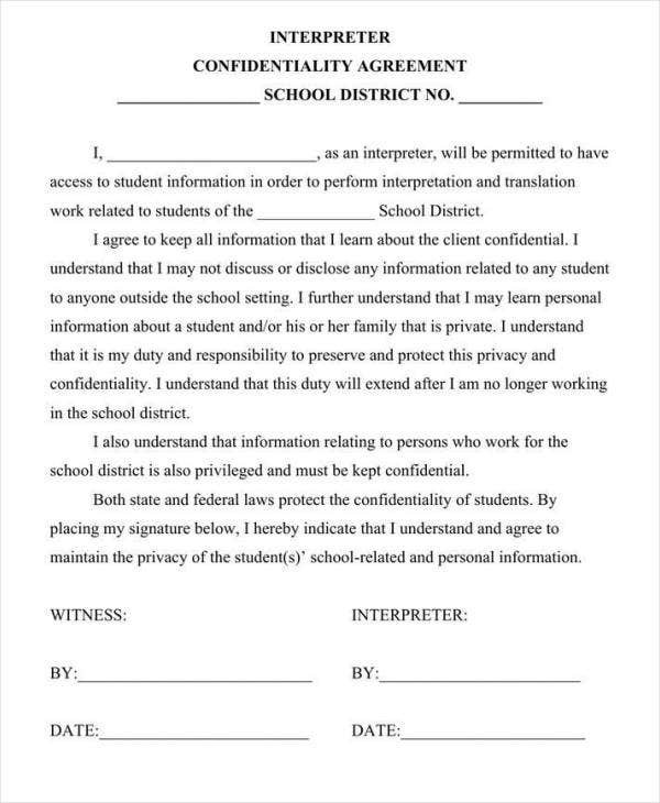 Teacher Confidentiality Agreement Templates
