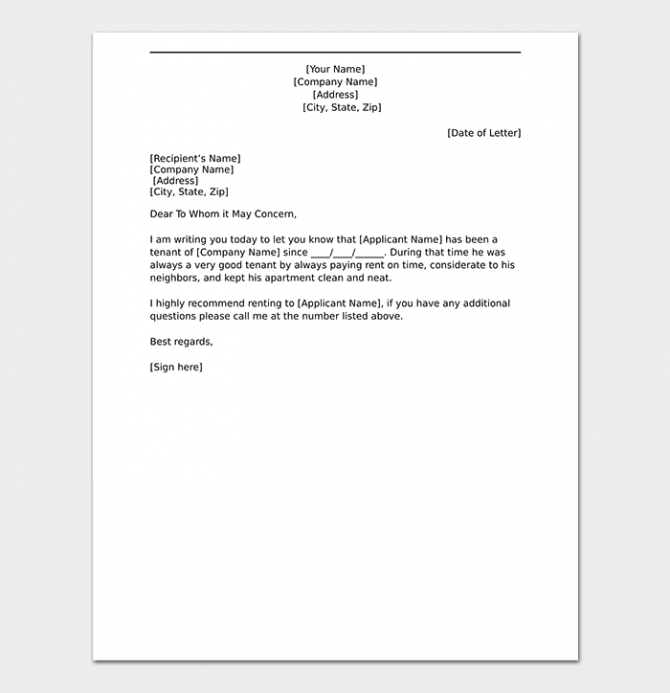Tenant Reference Letter How To Write With Format   Samples
