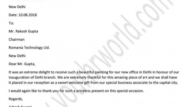 Thank You Letter For Gift From Company  Business Thank You Letter