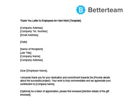 Thank You Letter To Employees Sample