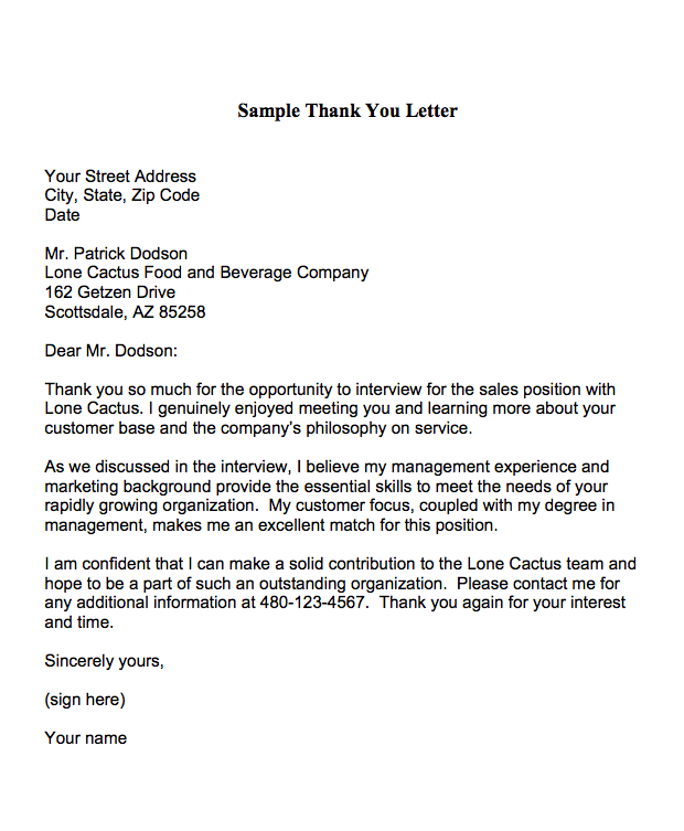 Thank You Letters Are Used To Express Appreciation To An Employer