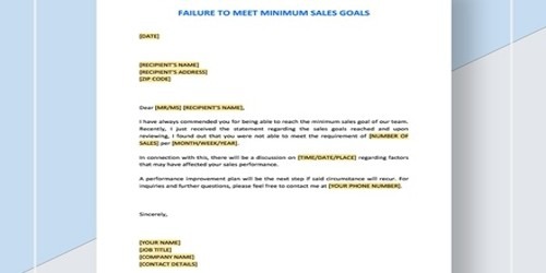 Warning Letter For Failure To Meet Minimum Sales Goals