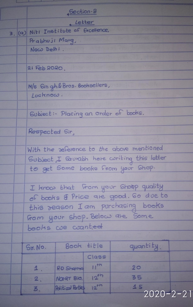 Anyone Please Send Photo Of Aby Sample Of Placing Order Letter