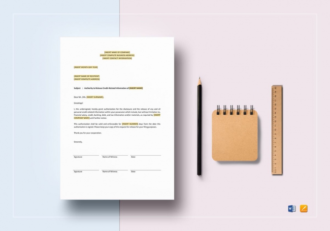 Authority To Release Credit Information Template In Word  Apple Pages